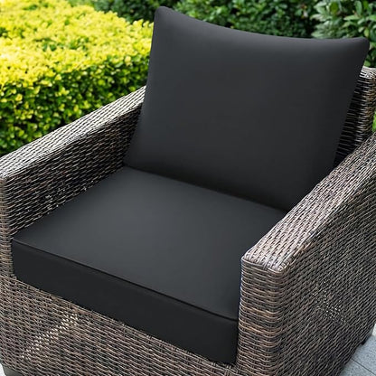 Outdoor Chair Cushion Patio Furniture Seat & Back Pillow 24 x 24 Inch Gray | Rain-Proof Cover Removable Replacement with Ties for Wicker Sofa Couch Sunbrella Outside