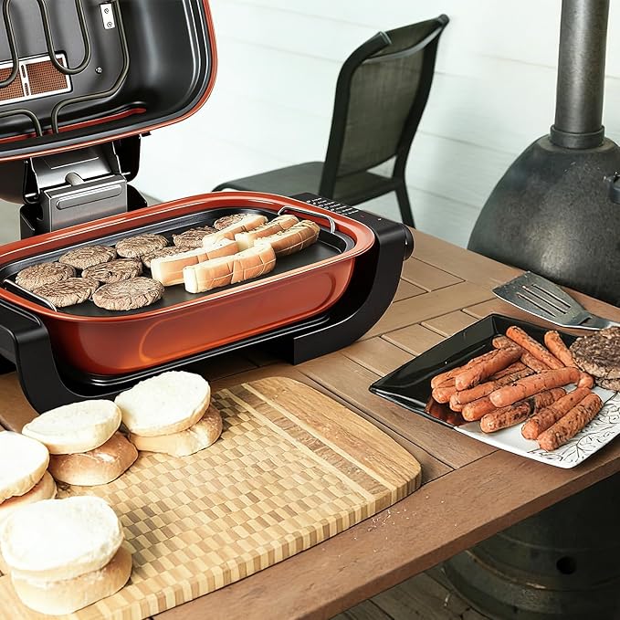 Electric Grill, Techwood 3-in-1 Indoor Grill, Odor-Free 3-Layer Filter Korean BBQ Grill, Timer Control Knob, Double Sided Heating, Roast, Toast, Grill & More for Parties & Everyday Meals, 1300W