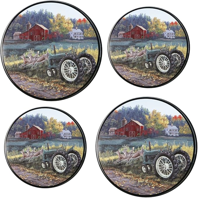 Reston Lloyd, Burner Covers For Electric Stovetop, Decorative Lightweight Tin Covers, Set of 4 (2-8 inch & 2-10 inch), Conceals Messy Drip Pans, Farm