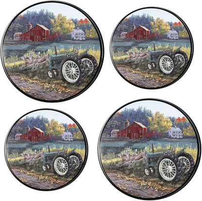 Reston Lloyd, Burner Covers For Electric Stovetop, Decorative Lightweight Tin Covers, Set of 4 (2-8 inch & 2-10 inch), Conceals Messy Drip Pans, Farm