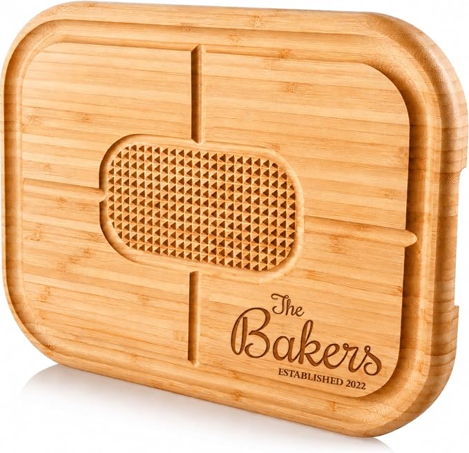Personalized Cutting Board - Custom Engraved Bamboo Meat Carving Board with Spikes + Juice Groove, BBQ Grill Cutting Board Gift for Dad, Grandpa, Men, Fathers Day, Birthday, Grilling Accessories