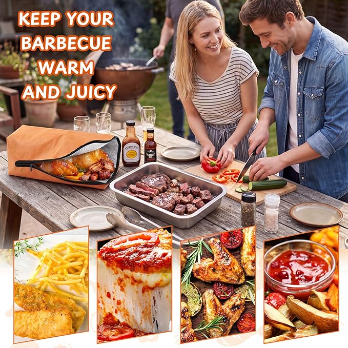 8-in-1 Stainless Steel Grill Prep Tray and Carry System with Meat Resting Bag, Bamboo Cutting Board, Rack, Pans & Lids - Outdoor BBQ Kit Grill Accessories for Cooking, Camping, Kitchen Prep(Medium)