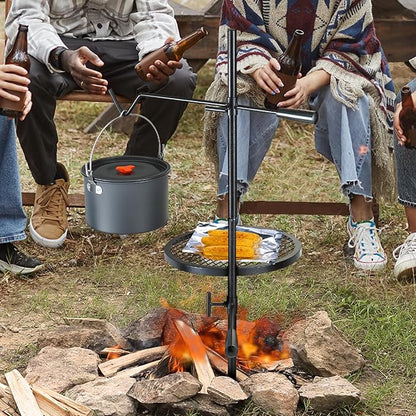 VEVOR Swivel Campfire Grill, Fire Pit Grill Grate over Fire Pits, Heavy Duty Steel Grill Grates, 360° Adjustable Open Fire Outdoor Cooking Equipment, Portable Camp Fire Racks for Camping Outdoor BBQ