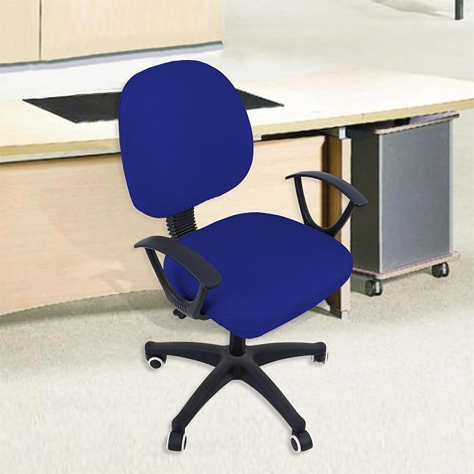 Smiry Office Computer Chair Covers for Desk Rotating Chair Protector | Stretch Jacquard Removable Washable Universal Slipcovers, Seat + Backrest Cover, Royal Blue