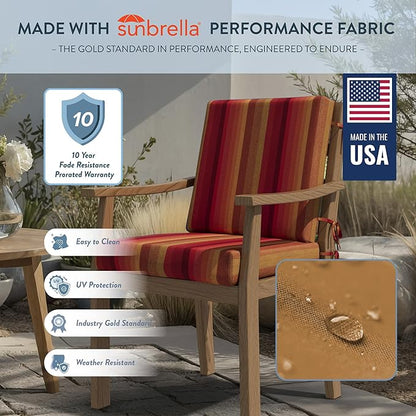 California Umbrella Outdoor Dining Chair, Patio Seat Cushion, 20 x 40 Inch, Premium Outdoor Memory Foam, Fade Resistant Sunbrella Fabric, Fabric Ties,Astoria Sunset