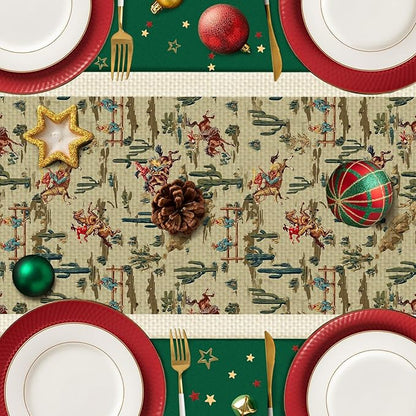 Western Cowboy Table Runner,Dining Decor for Kitchen Coffee Table Family Dinners Holiday Parties Wedding Events Decor(13x72 inch)