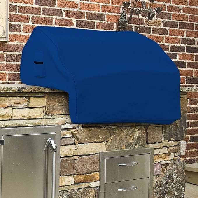 Covers & All Built-in Grill Cover for Outdoor Grill – Heavy Duty 18 oz Waterproof Built-in BBQ Grill Cover, PVC-Coated Polyester with Elastic Hem for Snug Fit (48 x 27 x 26 inches, Blue)