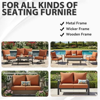 Deep Seat Patio Cushions Set 24 x 24 Inch,Olefin Fabric Outdoor Seat Cushion,Patio Furniture Cushions with Removable Cover,Rain-Proof and Fade Resistant Deep Seat Bottom & Back Cushion,1set