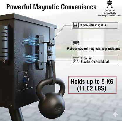 Magnetic Power Cord Organizer, Keeping Cords Neat and Tangled Free, Strong Magnet, Compatible with Most Pellet Smoker Grill Accessories, Suit for Traeger Accessories Power Cord Holder (black)