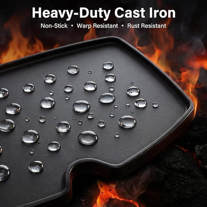6558 Cast Iron Griddle Plate - 12.6" x 8.6" Cooking Griddle Replacement, Fits Weber Q100/Q120/Q140/Q1000/Q1200/Q1400 Series (Models 50060001/51010001/51080001)
