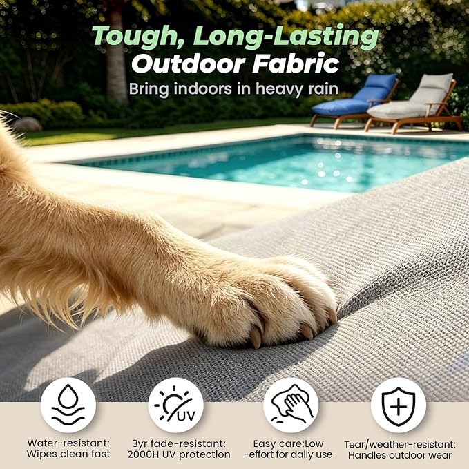 Outdoor Chaise Lounge Chair Cushion, Waterproof Non-Slip Patio Chaise Lounge Cushions for Outdoor Furniture, 72 x 21 x 5 Inches, Grey