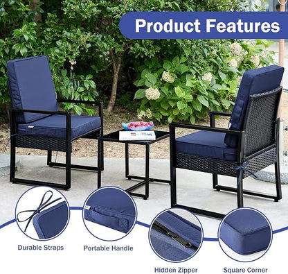 IPYNBAP Outdoor Cushions, Outdoor Chair Cushions 19x19x3 Inch, Cushions for Outdoor Furniture with Removable Cover, Waterproof & Fade Resistant Outdoor Seat Cushions for Patio, Lawn, Navy Blue