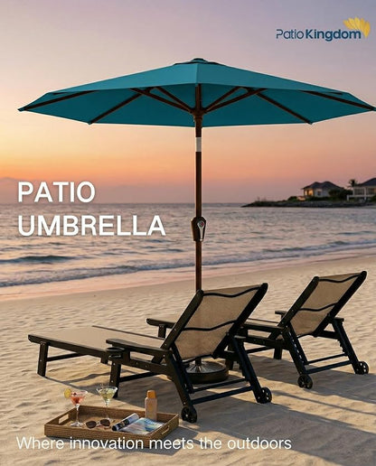 PatioKingdom 10FT Patio Umbrella with Push Button Tilt and Crank, Outdoor Market Umbrella with 8 Fiberglass Ribs, UV Protection Table Umbrella for Pool,Backyard,Garden,Deck