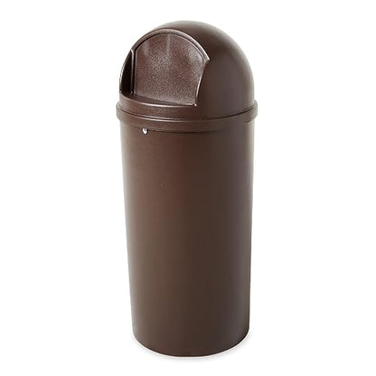 Rubbermaid Commercial Marshal Products Classic Outdoor/Indoor Trash Can with Lid, Round, 15-Gallon, Brown, Garbage Container/Waste Basket for Lobby/Office/Restroom/Restaurant/School