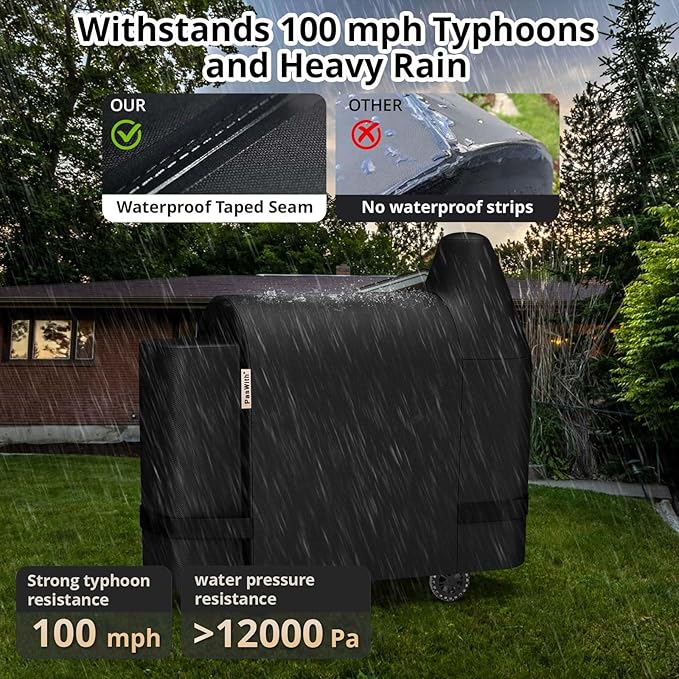 PasWith Grill Cover for Pit Boss 820 Deluxe/Pro 850,[900D Strong Tear-Resistant] Rip-Proof Pellet Smoker Cover for Pitboss,Waterproof Grill Cover for Pit Boss Pro Series 820/850,Competition 820/850