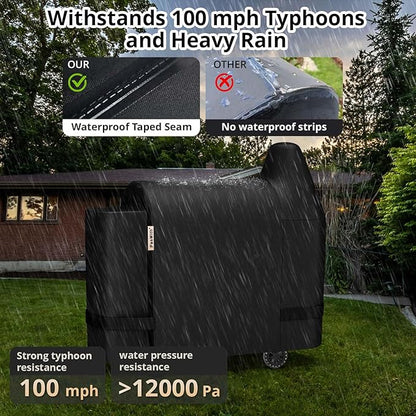 PasWith Grill Cover for Pit Boss 820 Deluxe/Pro 850,[900D Strong Tear-Resistant] Rip-Proof Pellet Smoker Cover for Pitboss,Waterproof Grill Cover for Pit Boss Pro Series 820/850,Competition 820/850