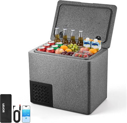 VEVOR 12 Volt Refrigerator, 21.1 QT/ 20L Car Fridge, Portable Ultra-Light EPP Freezer, APP Control Electric Compressor, 12V/24V DC, 14℉ to 50℉, for Truck Van RV SUV Boat Travel Camping