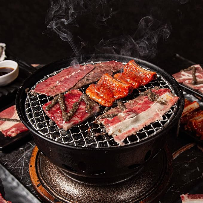 HARFINGTON 5pcs Round BBQ Grill Net 9.5" Dia Galvanized Iron Barbecue Mesh Mat for Baking Smoking Charcoal Grilling Roasting