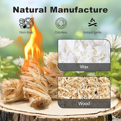 150 Pcs Fire Starter - Natural Fire Starters for Fireplace, Pellet Stove, BBQ, Pizza Oven, Fire Pit &Chimney, Fire Starters for Grill, Charcoal Starter