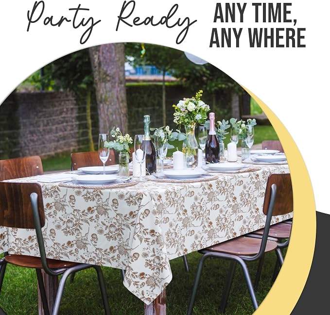 Exquisite 66% Thicker Floral Plastic Tablecloth Rectangle 54x108 Inch 6 Pack - Pomegranate Disposable Summer Table Cloth Tea Party Decorations - Fruit Print Table Cover Bridal Shower Wedding Fall