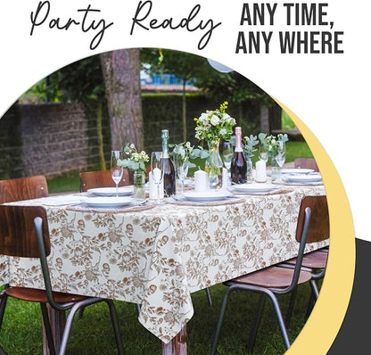 Exquisite 66% Thicker Floral Plastic Tablecloth Rectangle 54x108 Inch 6 Pack - Pomegranate Disposable Summer Table Cloth Tea Party Decorations - Fruit Print Table Cover Bridal Shower Wedding Fall