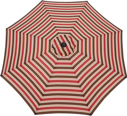 MASTERCANOPY Patio Umbrella 9ft Replacement Canopy for 8 Ribs-Red Stripe Canopy Only