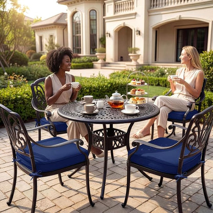 Outdoor Chair Cushions Set of 4: Waterproof & Fade Resistant Patio Furniture Cushions - 18.5 x 16 x 2 Inch Non Slip Round Corner Seat Cushion Pads with Removable Cover for Garden Yard Lawn, Navy Blue