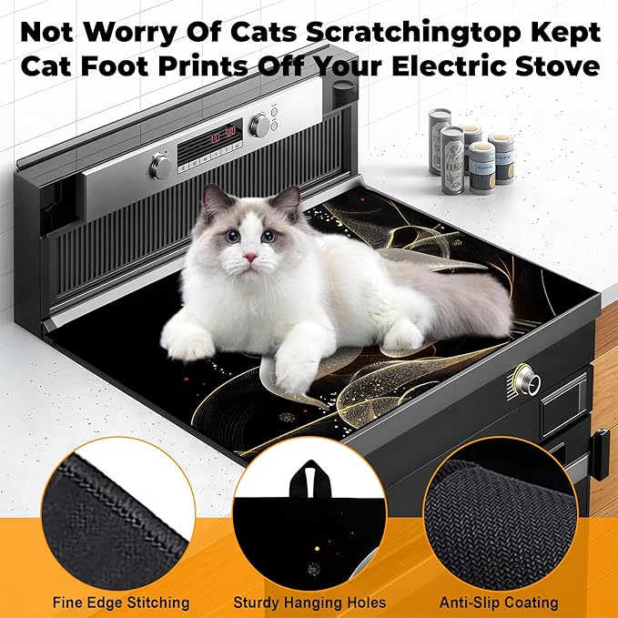 Heat-Resistant Glass Stove Top Cover with Anti-Slip Rubber Coating – Electric Stove Protector, Scratch-Resistant, Counter Space Decor Mat (Calla Lily, 28.5"L x 20.5"W)