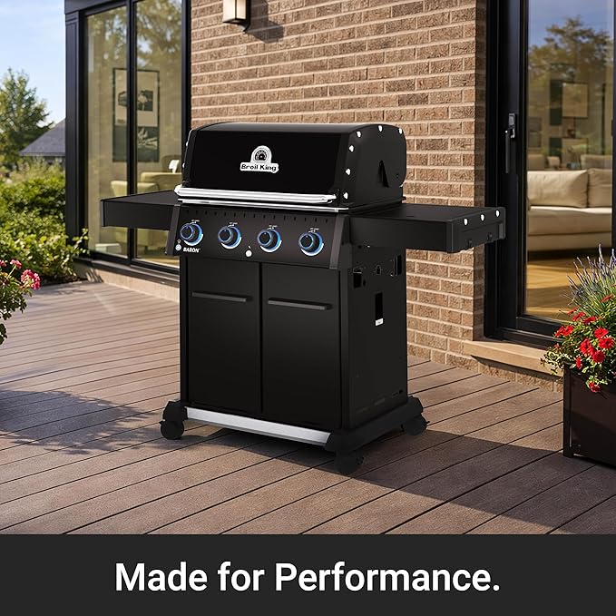 Broil King 674117 Baron 420 Pro Shadow 4-Burner Pellet Ready Natural Gas Grill in Black