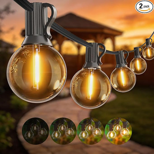 Outdoor String Lights 200FT Wateproof Outside Lighting for Patio Backyard | 104 Shatterproof Dimmable G40 Globe Bulbs,2-Pack x 100FT Linkable Outdoor Lights for Porch Bistro Garden Gazebo Balcony Yard
