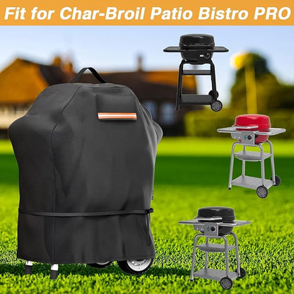 EVRBUL Grill Cover Compatible with Char-Broil Patio Bistro PRO, Waterproof Heavy Duty 420D Grill Cover, Small BBQ Cover with Air Vent Windproof Straps 33" L x 25" W x 38" H