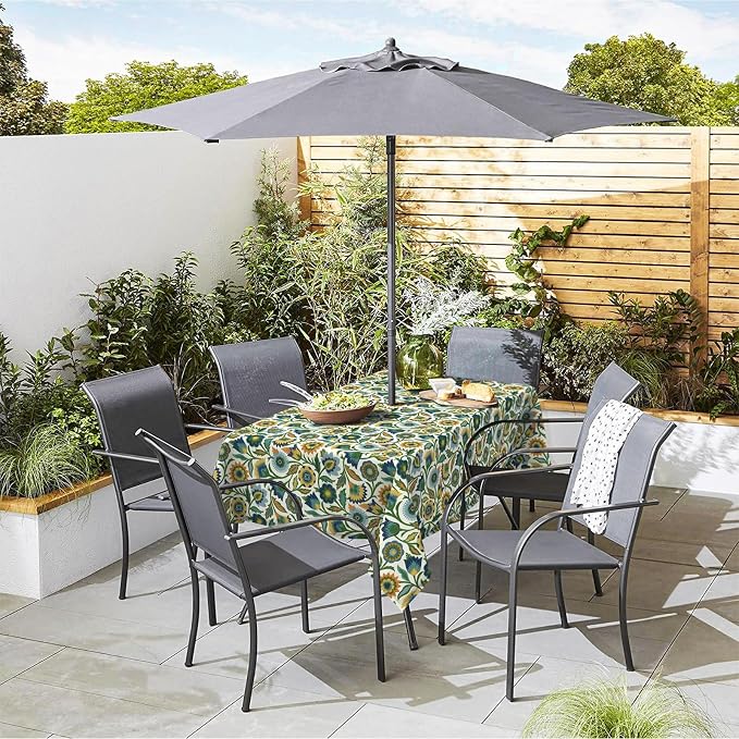 Outdoor Rectangle Tablecloth, 60×84 Inch Water Repellent Picnic Table Cover with Umbrella Hole Zipper for Patio Family Meal, Fiesta Floral