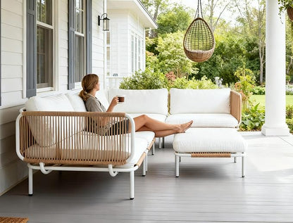 Crestlive Products Oversized Outdoor Couch, 2-Seater Modular Sectional Sofa with Cushions, Modern Patio Conversation Set for Backyard, Deck, Porch or Poolside