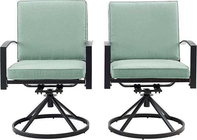 Crosley Furniture Kaplan 2-Piece Swivel Outdoor Chair Set, Dining Patio Chairs for Deck, Backyard, Oiled Bronze with Mist Cushions