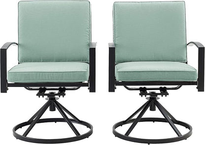 Crosley Furniture Kaplan 2-Piece Swivel Outdoor Chair Set, Dining Patio Chairs for Deck, Backyard, Oiled Bronze with Mist Cushions