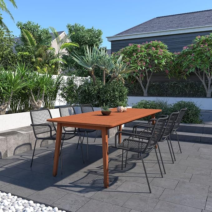 Amazonia San Marino 7-Piece Outdoor Rectangular Dining Table Set | Eucalyptus Wood | Ideal for Patio and Indoors