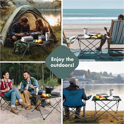 VILLEY Folding Camping Table, Portable Lightweight Table with Carry Bag | Oxford Fabric & Reinforced Aluminum Panel, Stable Tabletop for Camping, Picnic, BBQ & Outdoor Dining