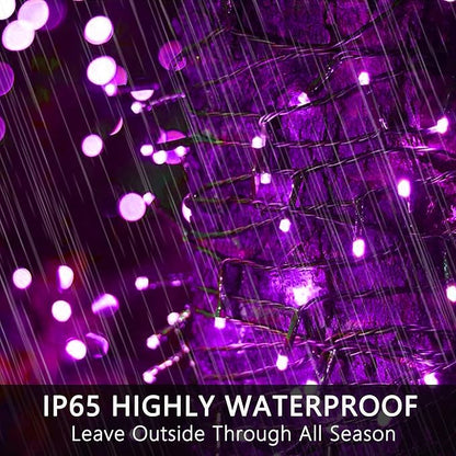 Purple Halloween Lights String Outdoor Plug In 78 FT 240 LED | 8 Modes, IP44 Waterproof, Black Wire Super Long Halloween Twinkle Light for Tree Pillar Party Fence Railing Horror Party