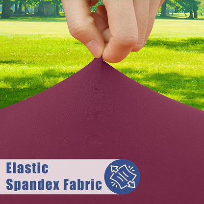 Moosfor Spandex 4 Foot Rectangle Table Cloth, Elastic Fitted Tablecloths for Picnic, Stretch Washable Patio Table Cover for Outdoor, Camping, Banquet and Parties (Jujube Red, 30"x48")