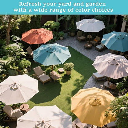 10ft/9ft/7.5ft Patio Umbrella Replacement Canopy for 6/8 Ribs, Outdoor Market Patio Table Umbrella Top Canopy Cover for Backyard Garden Courtyard Swimming Pool
