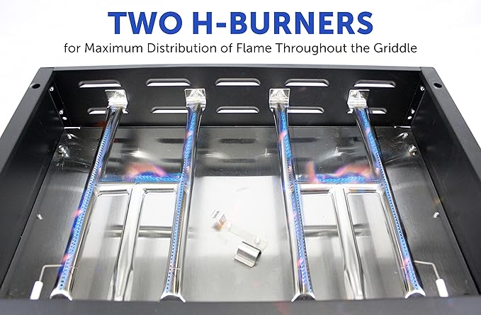 Flame King 22-inch Double Burner Flat Top Griddle for Outdoor BBQ Grill, Portable Propane Gas Griddle for Camping and Tailgating
