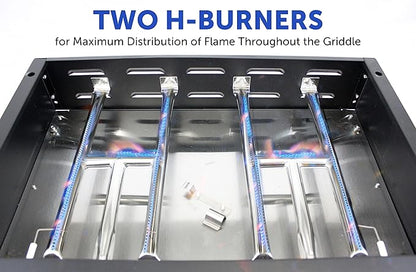 Flame King 22-inch Double Burner Flat Top Griddle for Outdoor BBQ Grill, Portable Propane Gas Griddle for Camping and Tailgating