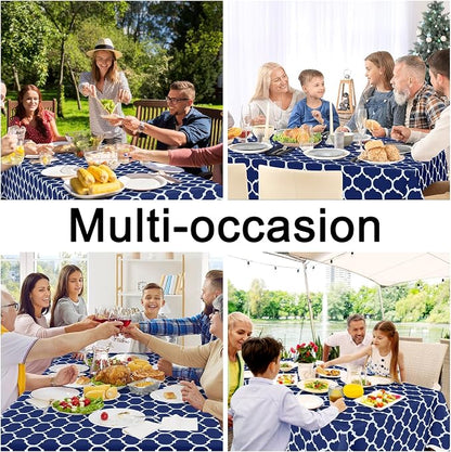 Smiry Square Table Cloth, Waterproof Vinyl Tablecloth with Flannel Backing for Square Tables, Wipeable Spillproof Plastic Tablecloths for Dining, Camping, Indoor and Outdoor (54"x54", Navy)