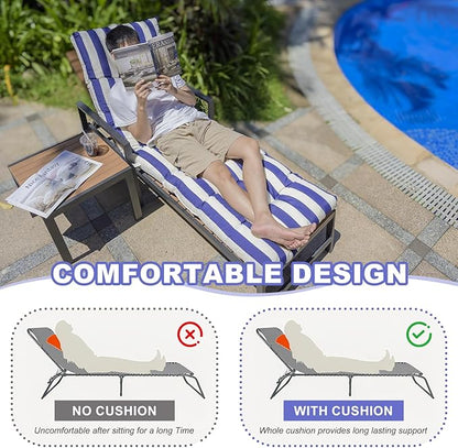 Outdoor Lounge Chair Cushions, 74.4 x 22 x 4.7 Inches Waterproof Fade Resistant Patio Cushion for Chaise Lounger