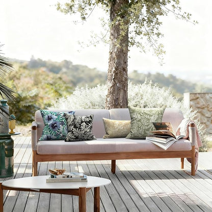 LVTXIII 2 Pack Outdoor Throw Pillow Covers for Patio Furniture, 16x16 Inch Square Pillow Case, Water-Repellent Cushion Covers for Garden, Porch, Sofa, Tropical Leaf Black