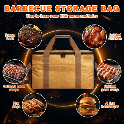 BBQ Blanket for Resting Meat, 16.14 * 6.30 * 9.84in Insulated Meat Resting Bag with Adjustable Shoulder Strap for Outdoor Smoker Grilling Brisket Pork Shoulders