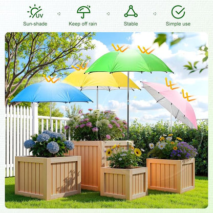 Garden Umbrellas for Plants Flowers, 4 Pack Plant Shade Umbrellas for Outdoor Plants Flowers, Plant Shade Umbrella with Stake for Potted Plants, 43.3" Height Large Plant Sun Shade Cover UV Protection
