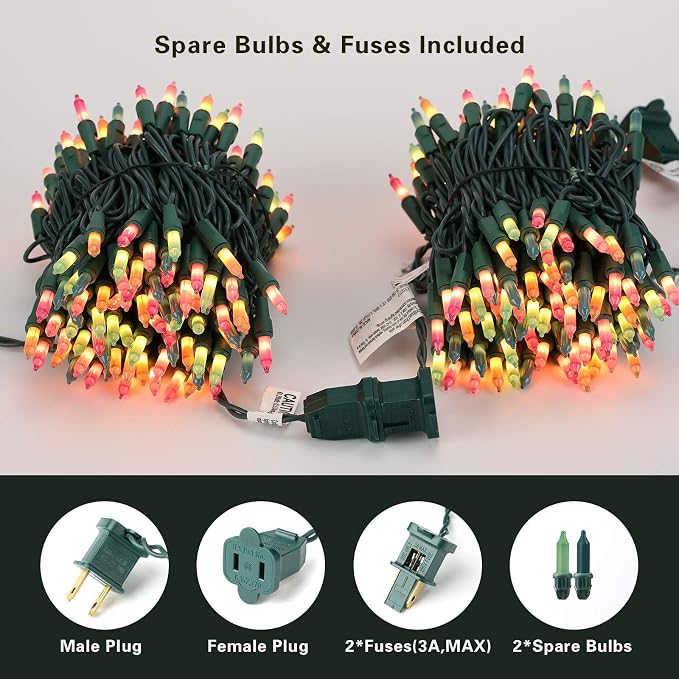 BrizLabs Easter Lights String, 34.8ft 150 Count Pastel Lights Connectable | UL Certified; Incandescent String Light Plugin, Incandescent Christmas Lights Green Wire for Easter Tree Indoor Outdoor Decor