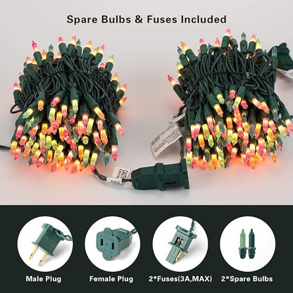 BrizLabs Easter Lights String, 34.8ft 150 Count Pastel Lights Connectable | UL Certified; Incandescent String Light Plugin, Incandescent Christmas Lights Green Wire for Easter Tree Indoor Outdoor Decor