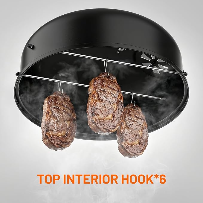 KEYO GRILL 18 Inch Vertical Charcoal Smoker, 3-in-1 Heavy Duty Outdoor BBQ Grill with Thermometer, Portable Camping Barbecue Grill for Garden Patio Beach Backyard